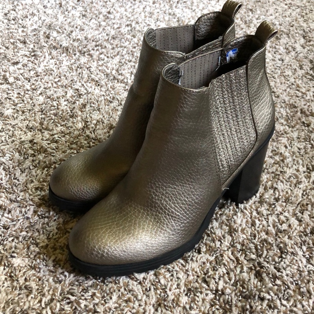 Bronze Heeled Ankle Boots